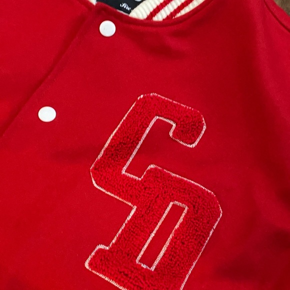 Mens Varsity Jacket Letterman Red & White - Picture 2 of 4